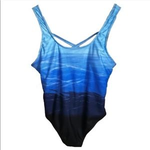 Sea Blue sexy one piece bathing suit